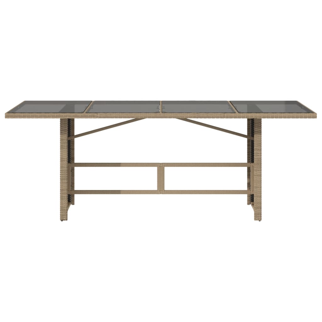 Tuintafel met glazen blad 190x80x75 cm poly rattan beige is nu te koop bij PeponiXL, paradijselijk wonen!
