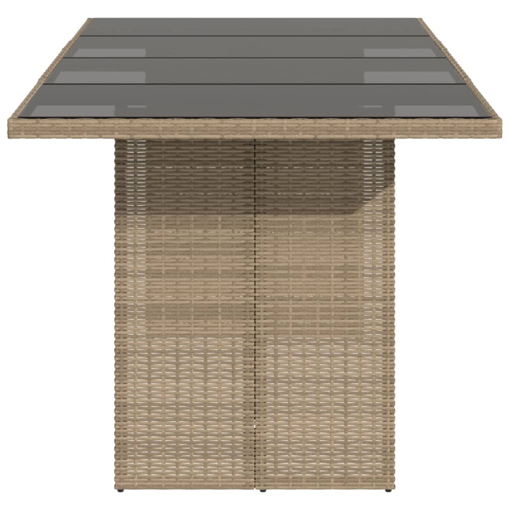 Tuintafel met glazen blad 190x80x75 cm poly rattan beige is nu te koop bij PeponiXL, paradijselijk wonen!