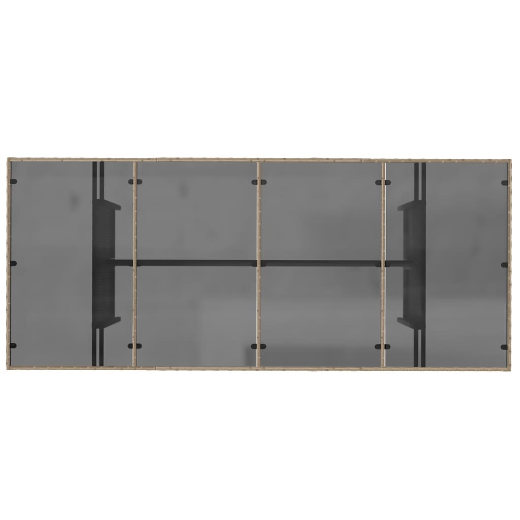 Tuintafel met glazen blad 190x80x75 cm poly rattan beige is nu te koop bij PeponiXL, paradijselijk wonen!