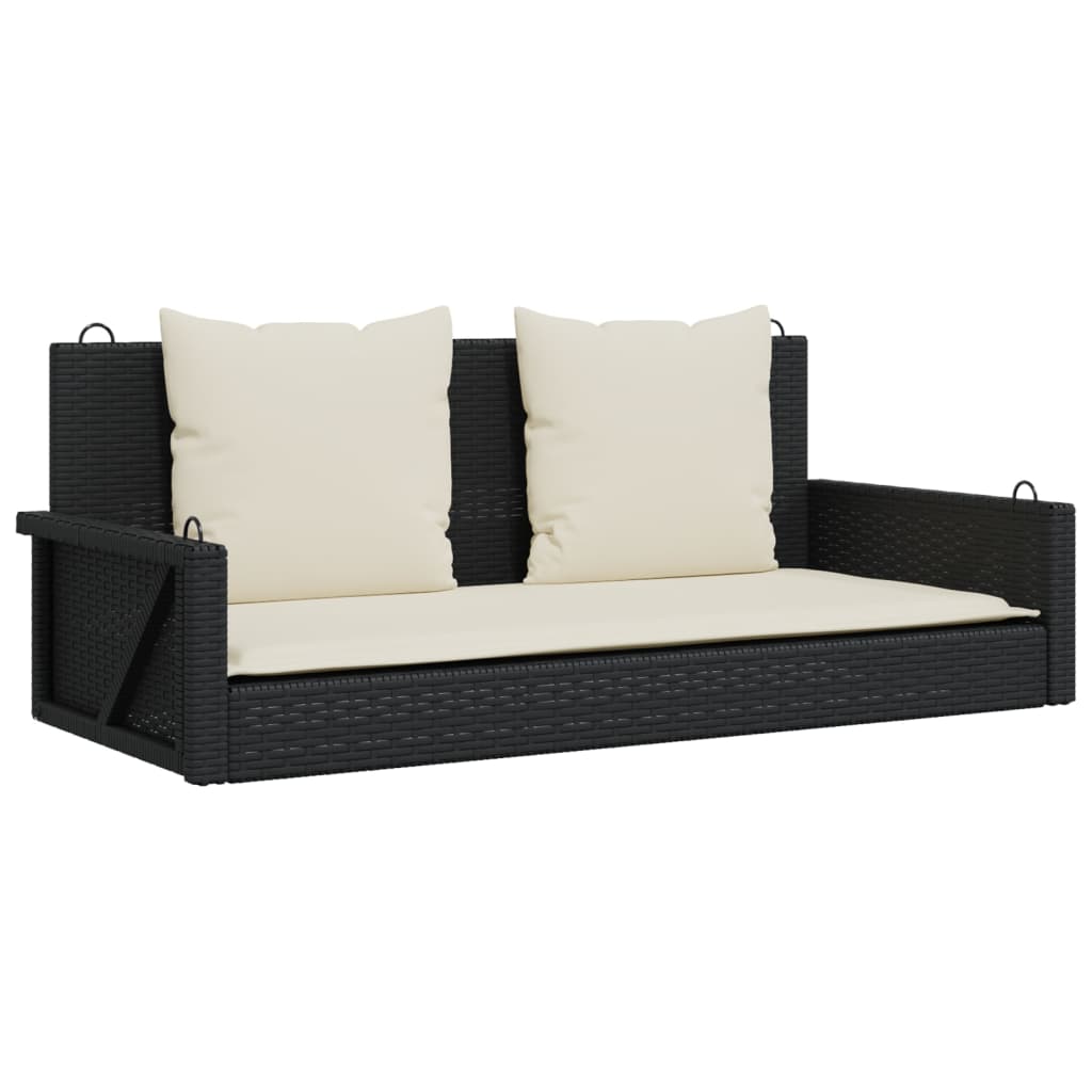 Schommelbank met kussens zwart 119x56x48 cm poly rattan is nu te koop bij PeponiXL, paradijselijk wonen!
