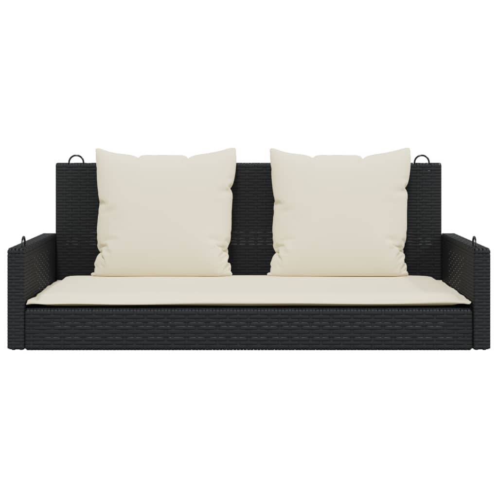 Schommelbank met kussens zwart 119x56x48 cm poly rattan is nu te koop bij PeponiXL, paradijselijk wonen!