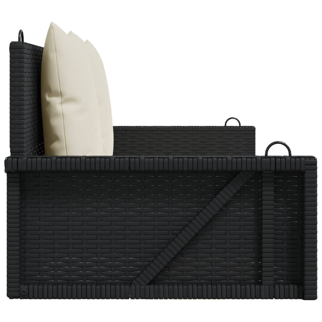 Schommelbank met kussens zwart 119x56x48 cm poly rattan is nu te koop bij PeponiXL, paradijselijk wonen!