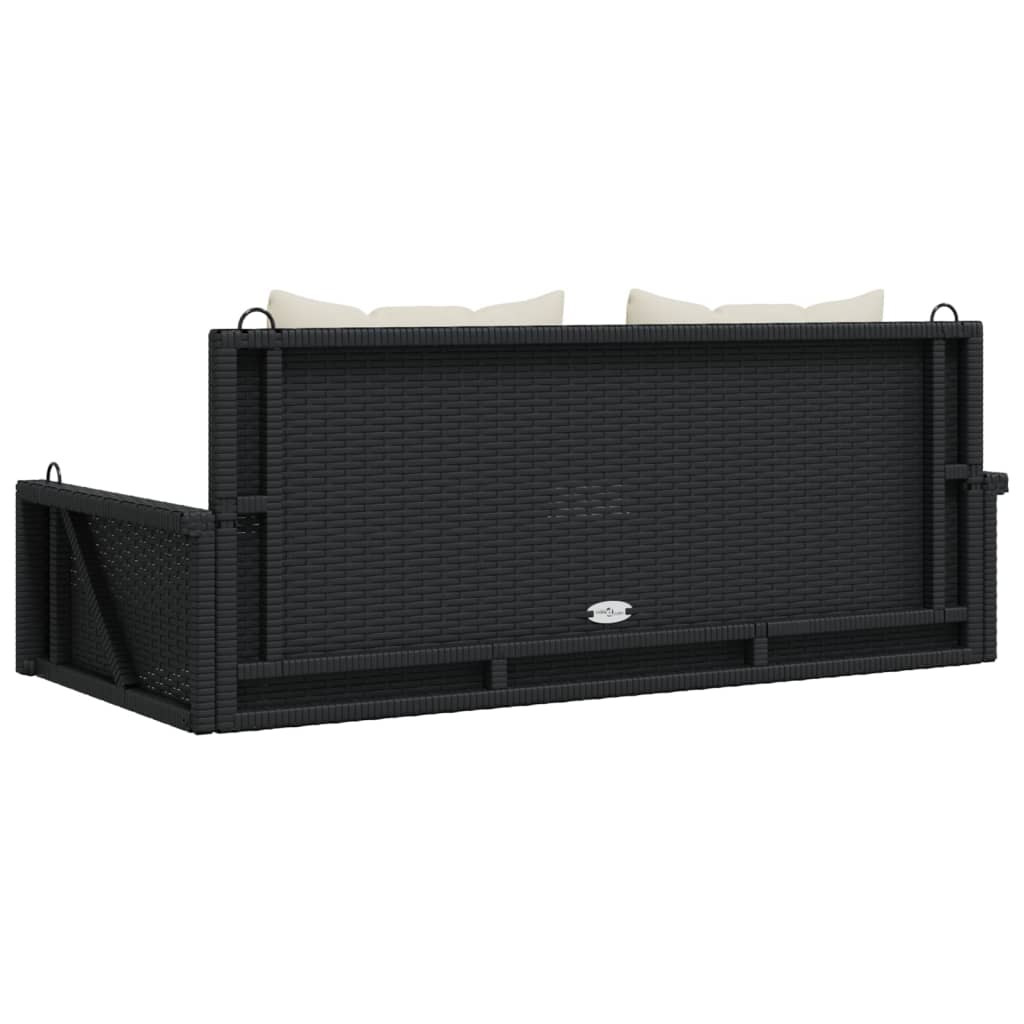 Schommelbank met kussens zwart 119x56x48 cm poly rattan is nu te koop bij PeponiXL, paradijselijk wonen!