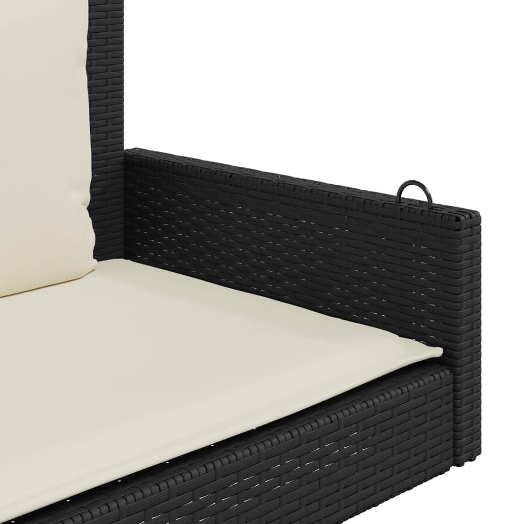 Schommelbank met kussens zwart 119x56x48 cm poly rattan is nu te koop bij PeponiXL, paradijselijk wonen!