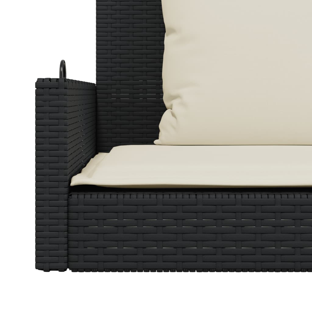 Schommelbank met kussens zwart 119x56x48 cm poly rattan is nu te koop bij PeponiXL, paradijselijk wonen!