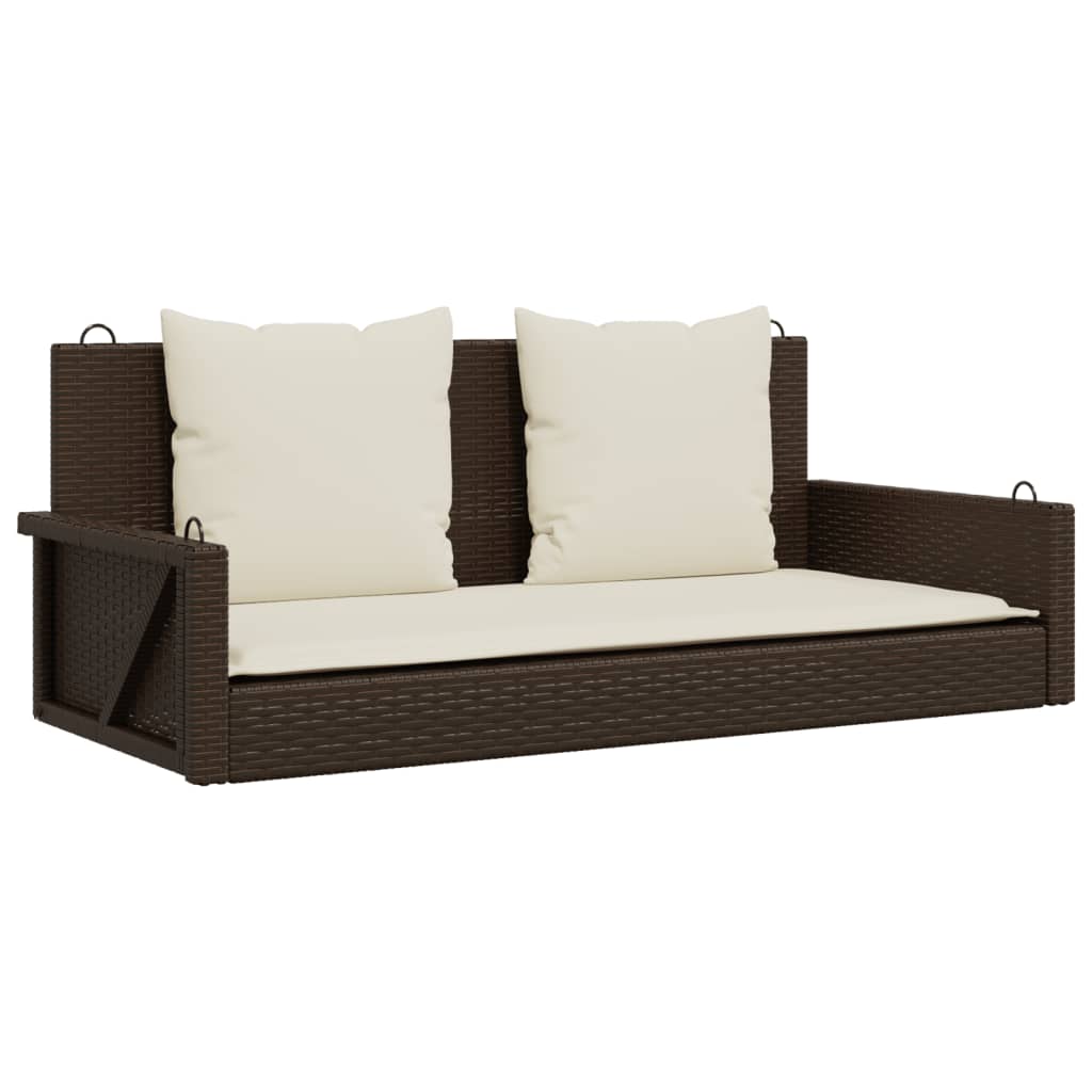 Schommelbank met kussens 119x56x48 cm poly rattan bruin is nu te koop bij PeponiXL, paradijselijk wonen!