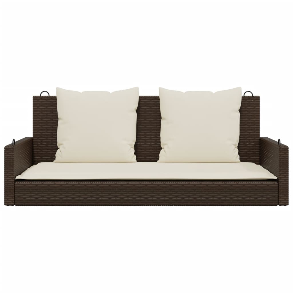 Schommelbank met kussens 119x56x48 cm poly rattan bruin is nu te koop bij PeponiXL, paradijselijk wonen!