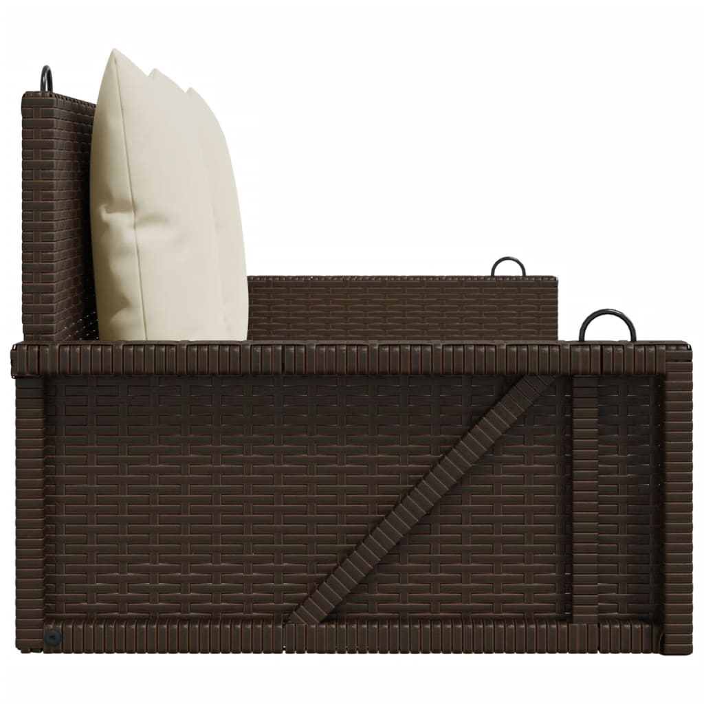 Schommelbank met kussens 119x56x48 cm poly rattan bruin is nu te koop bij PeponiXL, paradijselijk wonen!