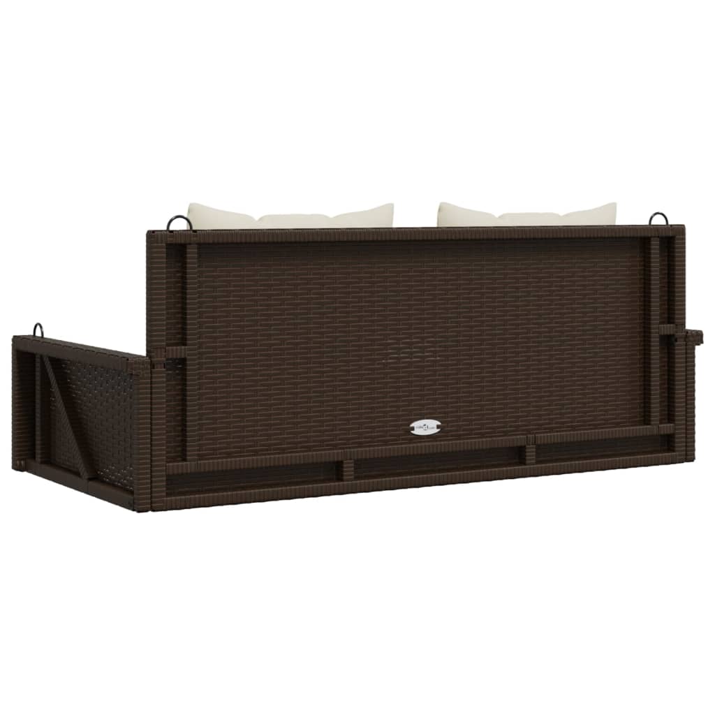 Schommelbank met kussens 119x56x48 cm poly rattan bruin is nu te koop bij PeponiXL, paradijselijk wonen!
