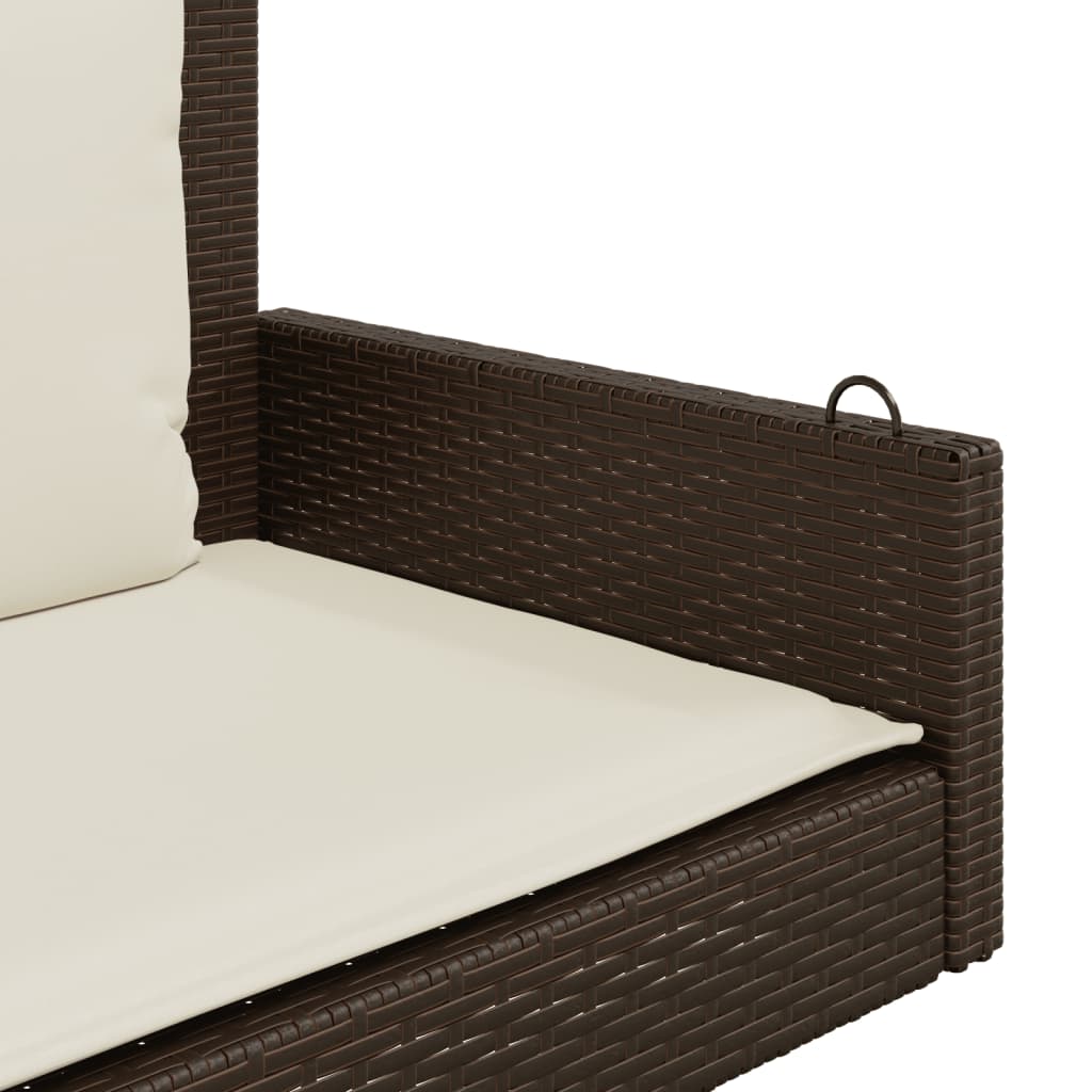 Schommelbank met kussens 119x56x48 cm poly rattan bruin is nu te koop bij PeponiXL, paradijselijk wonen!