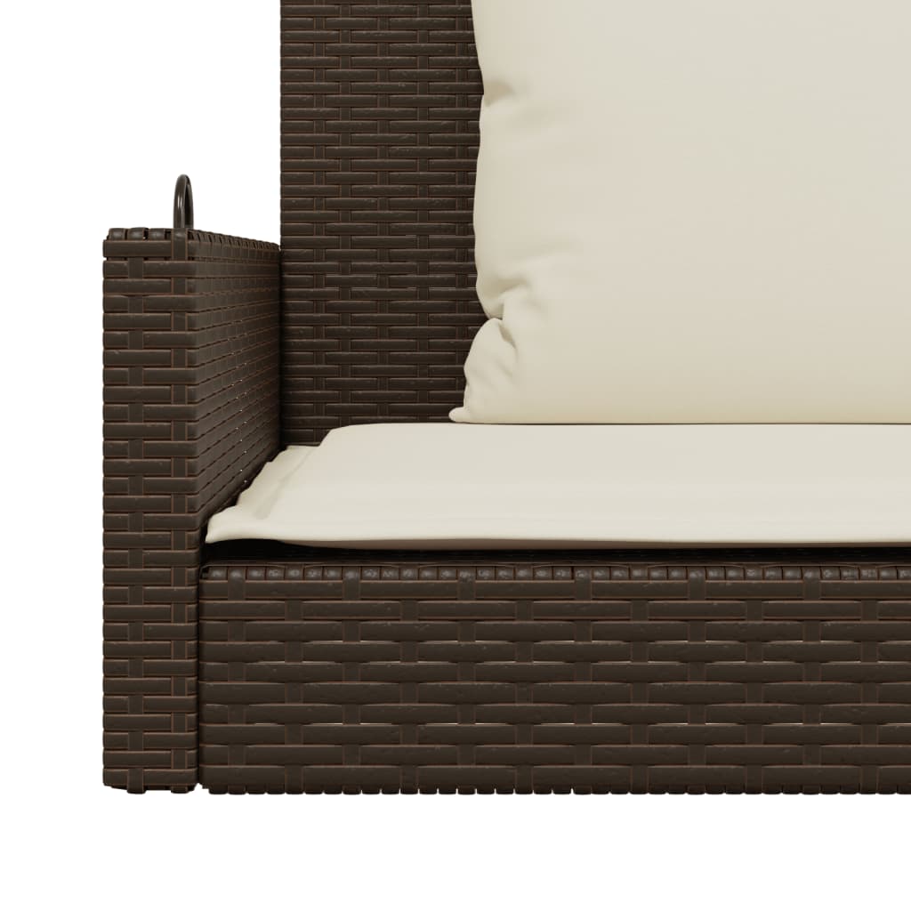 Schommelbank met kussens 119x56x48 cm poly rattan bruin is nu te koop bij PeponiXL, paradijselijk wonen!