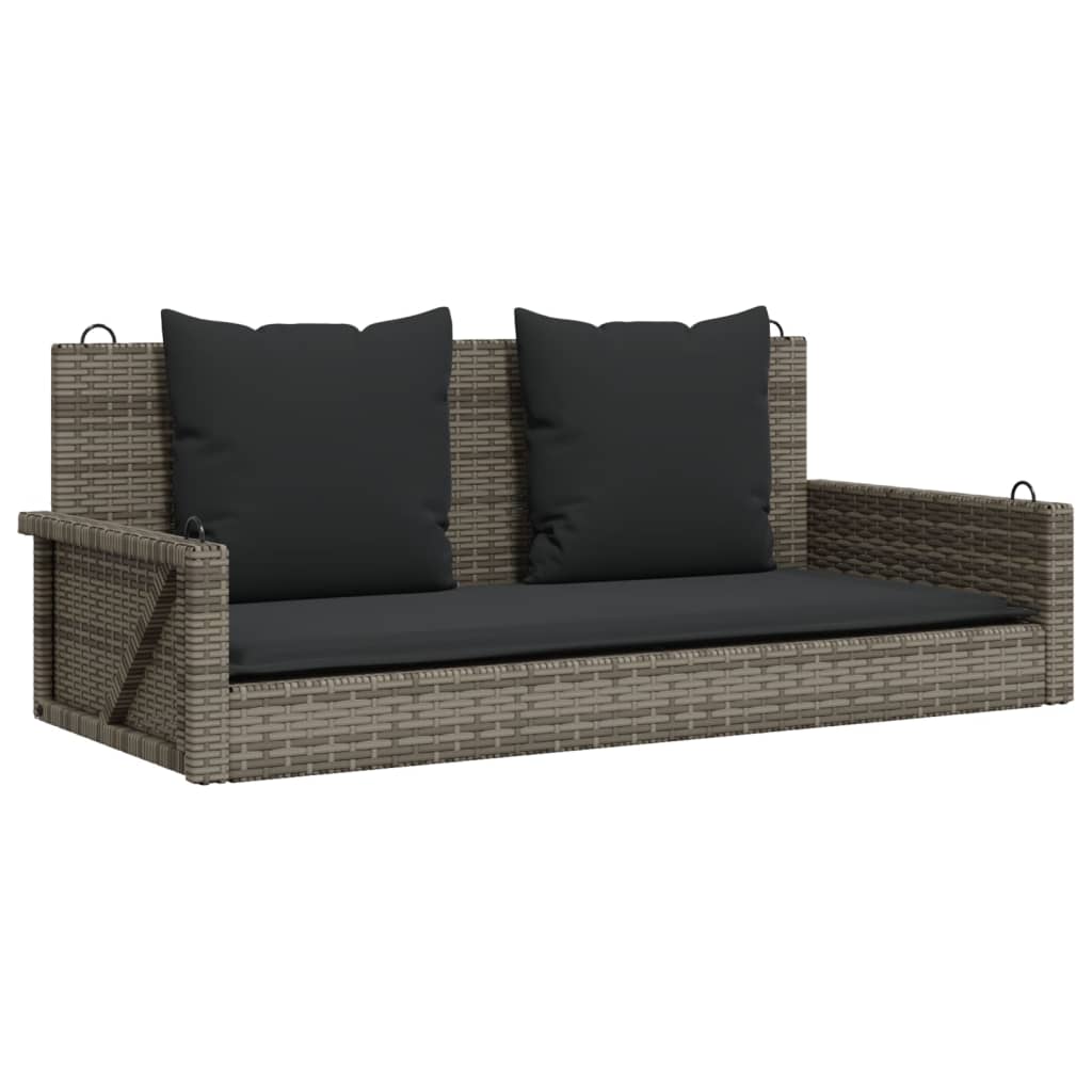 Schommelbank met kussens 119x56x48 cm poly rattan grijs is nu te koop bij PeponiXL, paradijselijk wonen!