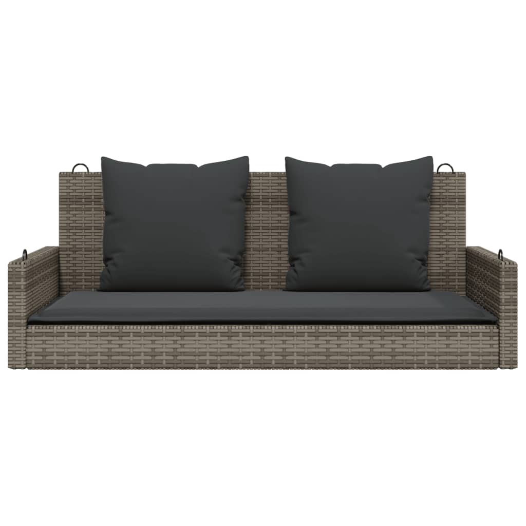 Schommelbank met kussens 119x56x48 cm poly rattan grijs is nu te koop bij PeponiXL, paradijselijk wonen!