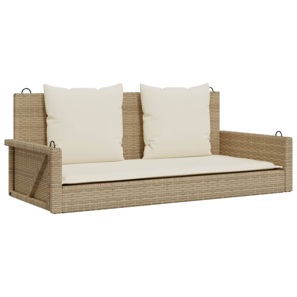 Schommelbank met kussens 119x56x48 cm poly rattan beige is nu te koop bij PeponiXL, paradijselijk wonen!