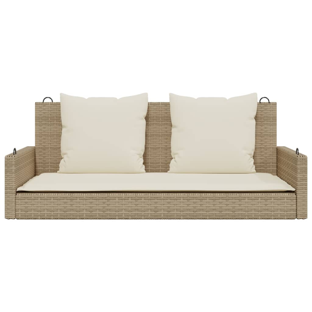 Schommelbank met kussens 119x56x48 cm poly rattan beige is nu te koop bij PeponiXL, paradijselijk wonen!