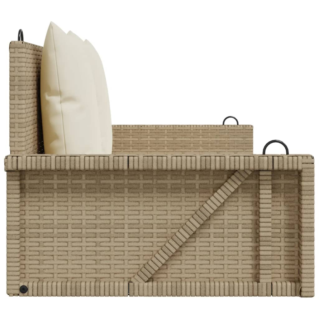 Schommelbank met kussens 119x56x48 cm poly rattan beige is nu te koop bij PeponiXL, paradijselijk wonen!