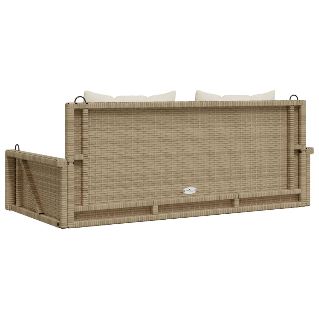 Schommelbank met kussens 119x56x48 cm poly rattan beige is nu te koop bij PeponiXL, paradijselijk wonen!