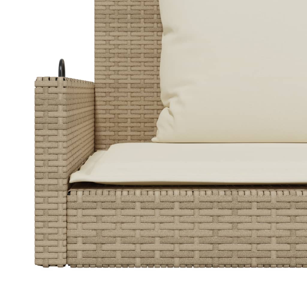 Schommelbank met kussens 119x56x48 cm poly rattan beige is nu te koop bij PeponiXL, paradijselijk wonen!