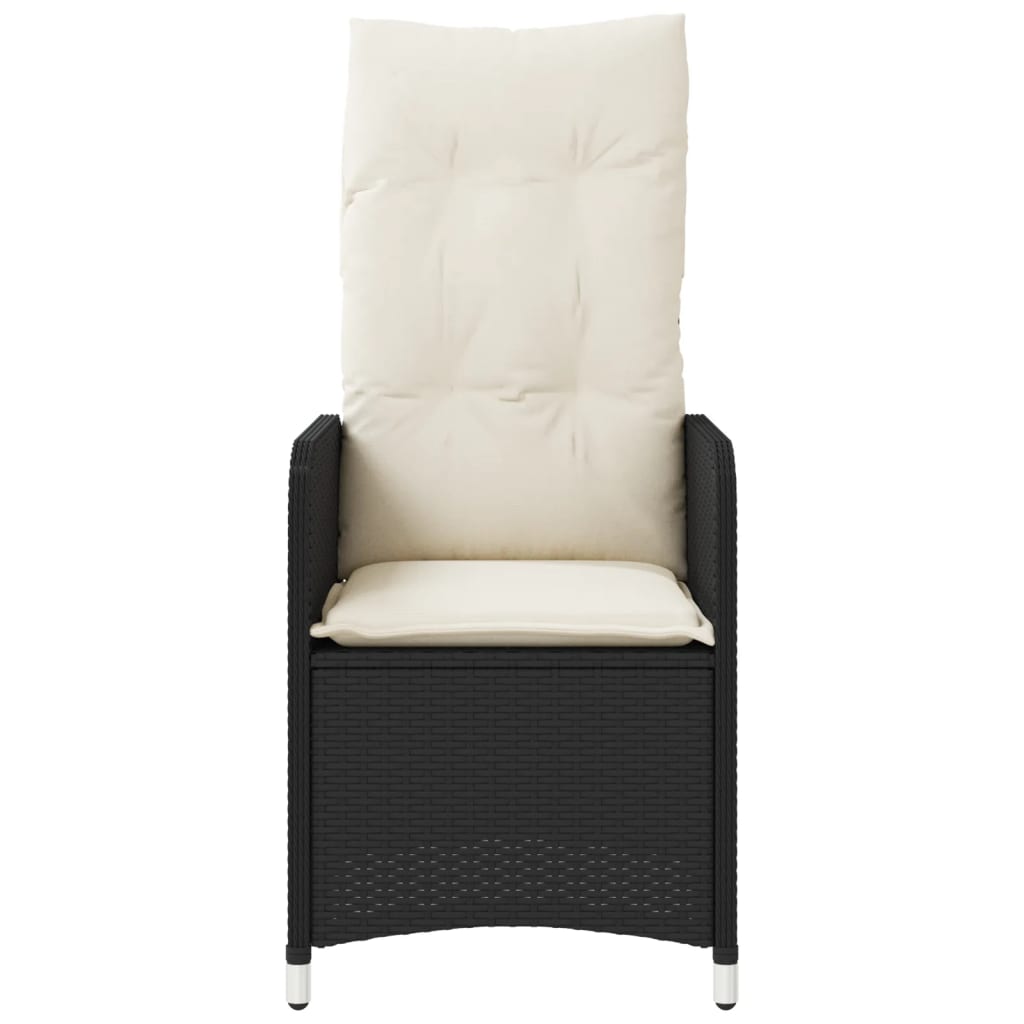 Tuinstoel verstelbaar met kussens poly rattan zwart is nu te koop bij PeponiXL, paradijselijk wonen!