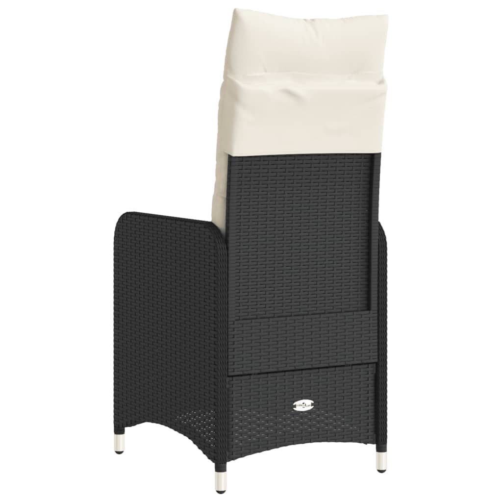 Tuinstoel verstelbaar met kussens poly rattan zwart is nu te koop bij PeponiXL, paradijselijk wonen!