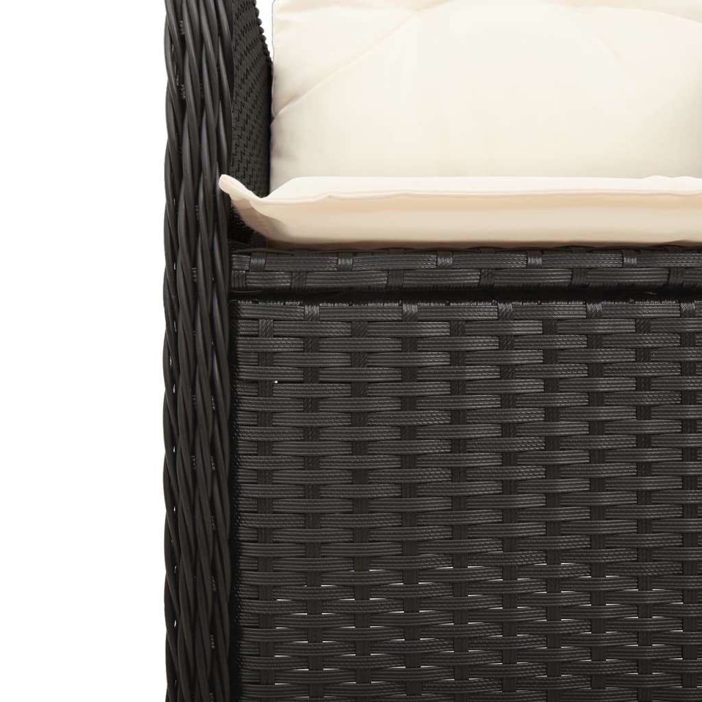 Tuinstoel verstelbaar met kussens poly rattan zwart is nu te koop bij PeponiXL, paradijselijk wonen!