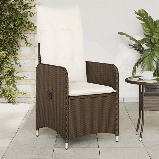 Tuinstoel verstelbaar met kussens poly rattan bruin is nu te koop bij PeponiXL, paradijselijk wonen!
