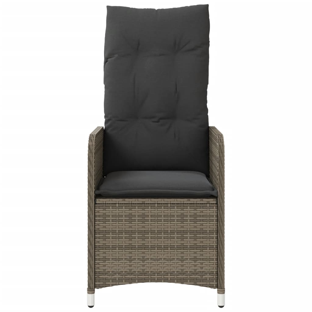 Tuinstoel verstelbaar met kussens poly rattan grijs is nu te koop bij PeponiXL, paradijselijk wonen!