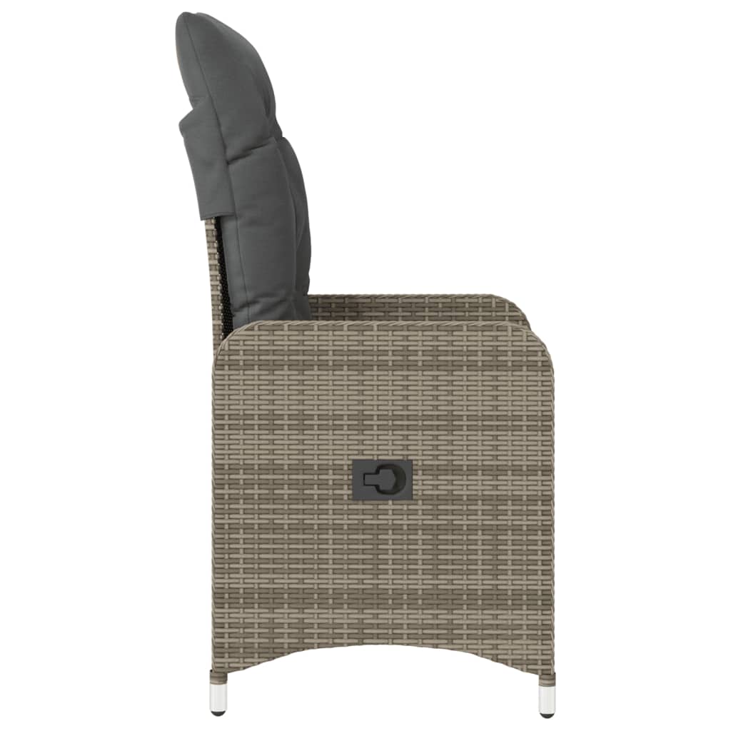 Tuinstoel verstelbaar met kussens poly rattan grijs is nu te koop bij PeponiXL, paradijselijk wonen!