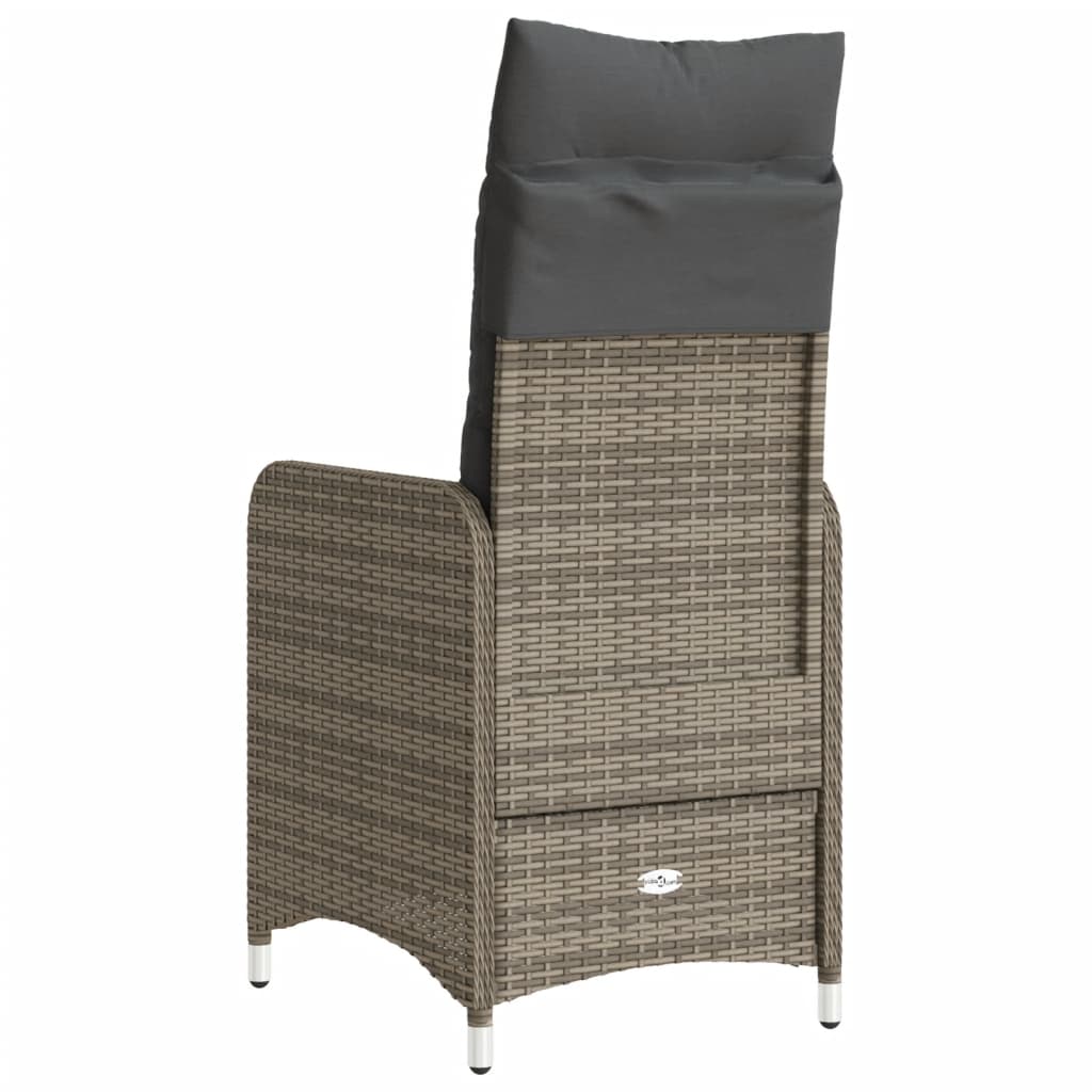 Tuinstoel verstelbaar met kussens poly rattan grijs is nu te koop bij PeponiXL, paradijselijk wonen!