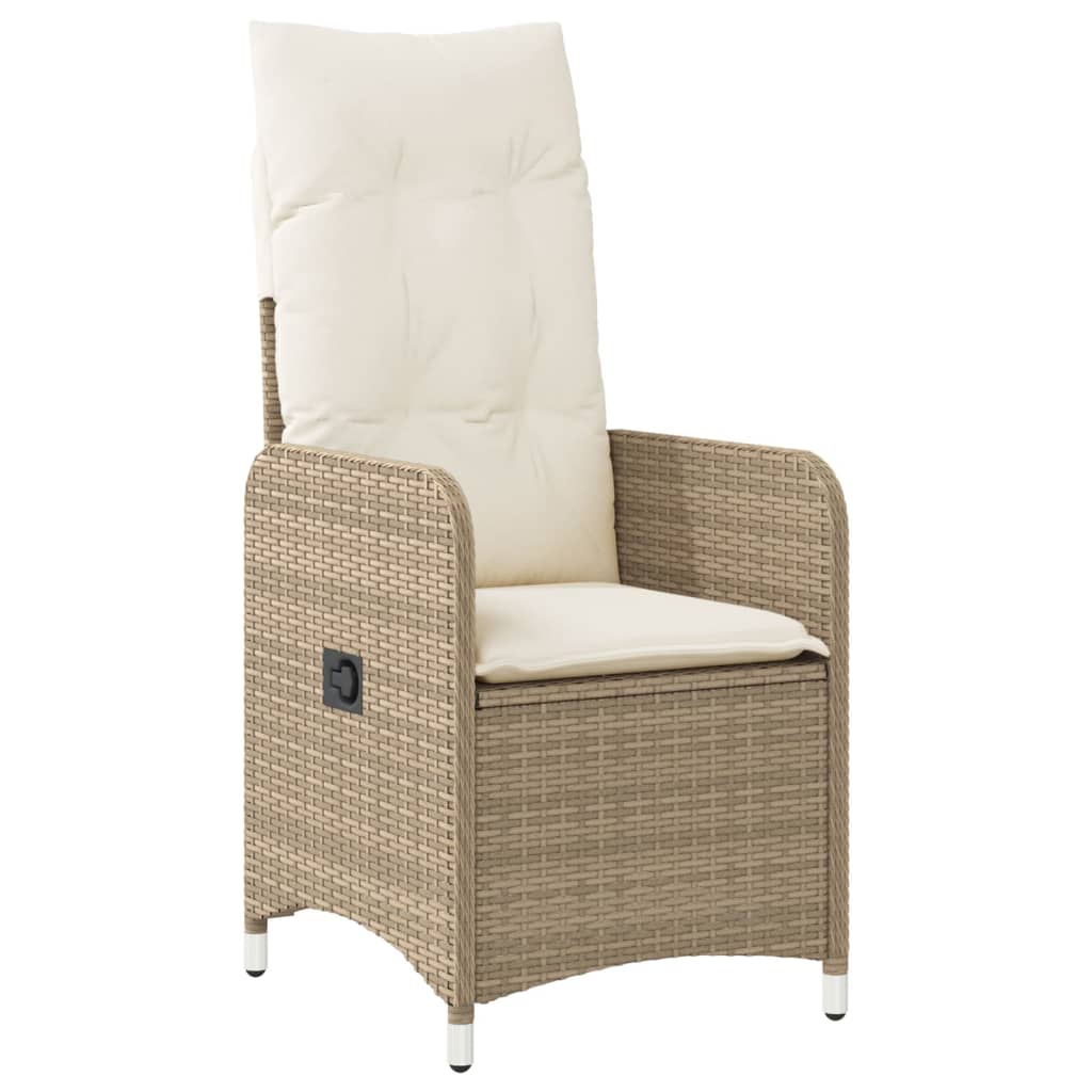 Tuinstoel verstelbaar met kussens poly rattan beige is nu te koop bij PeponiXL, paradijselijk wonen!