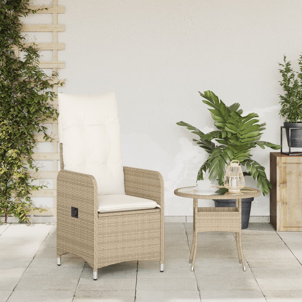 Tuinstoel verstelbaar met kussens poly rattan beige is nu te koop bij PeponiXL, paradijselijk wonen!