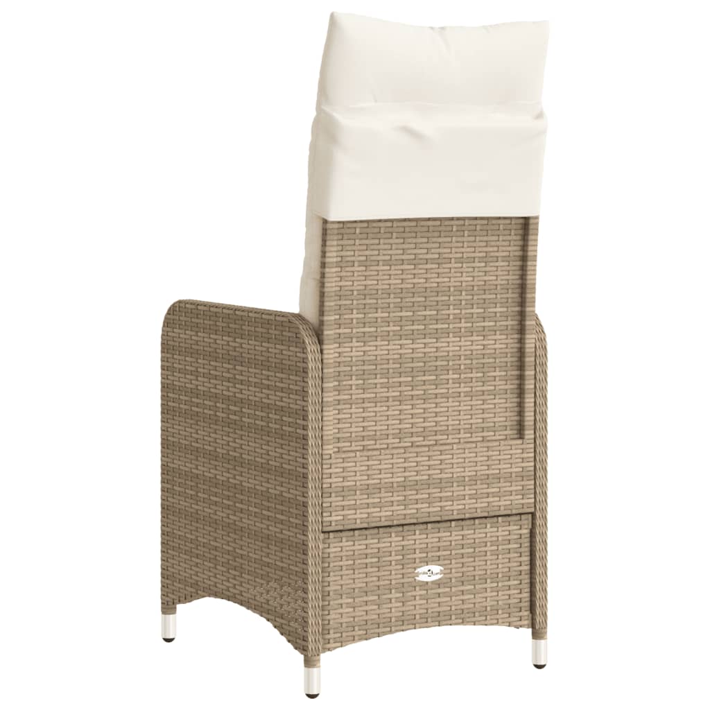 Tuinstoel verstelbaar met kussens poly rattan beige is nu te koop bij PeponiXL, paradijselijk wonen!