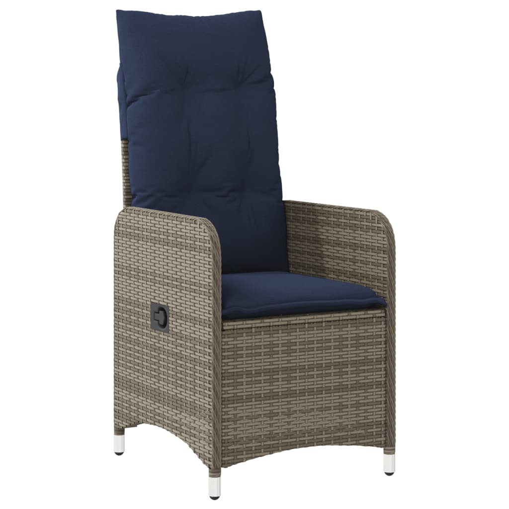 Tuinstoel verstelbaar met kussens poly rattan grijs is nu te koop bij PeponiXL, paradijselijk wonen!