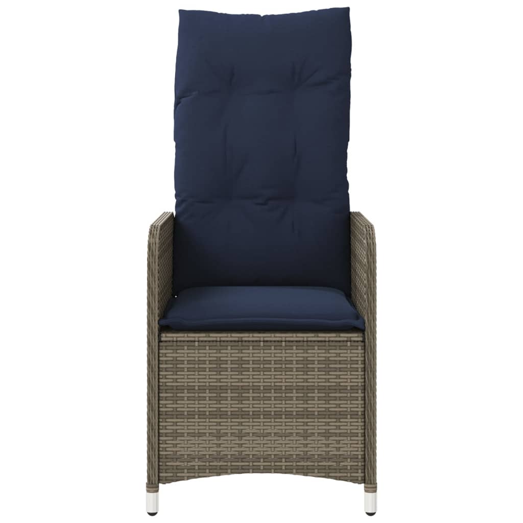 Tuinstoel verstelbaar met kussens poly rattan grijs is nu te koop bij PeponiXL, paradijselijk wonen!