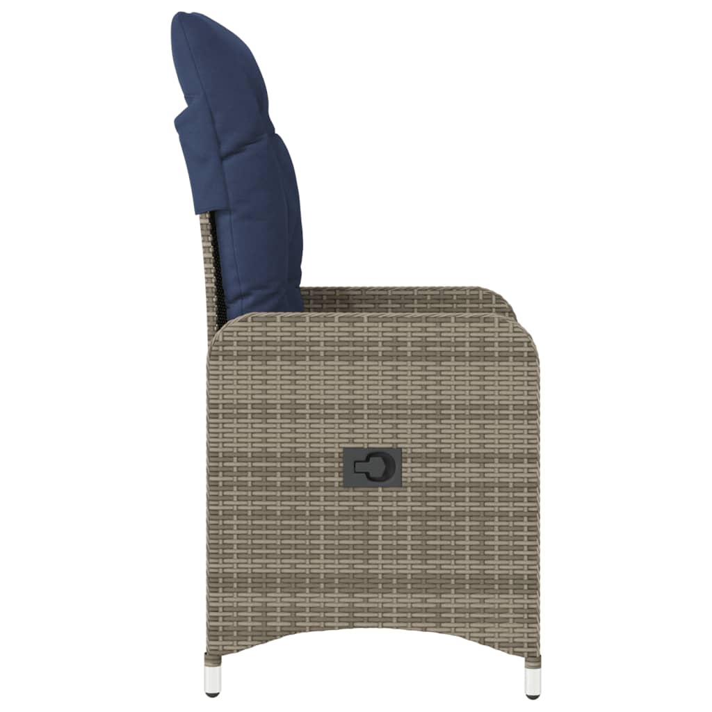 Tuinstoel verstelbaar met kussens poly rattan grijs is nu te koop bij PeponiXL, paradijselijk wonen!