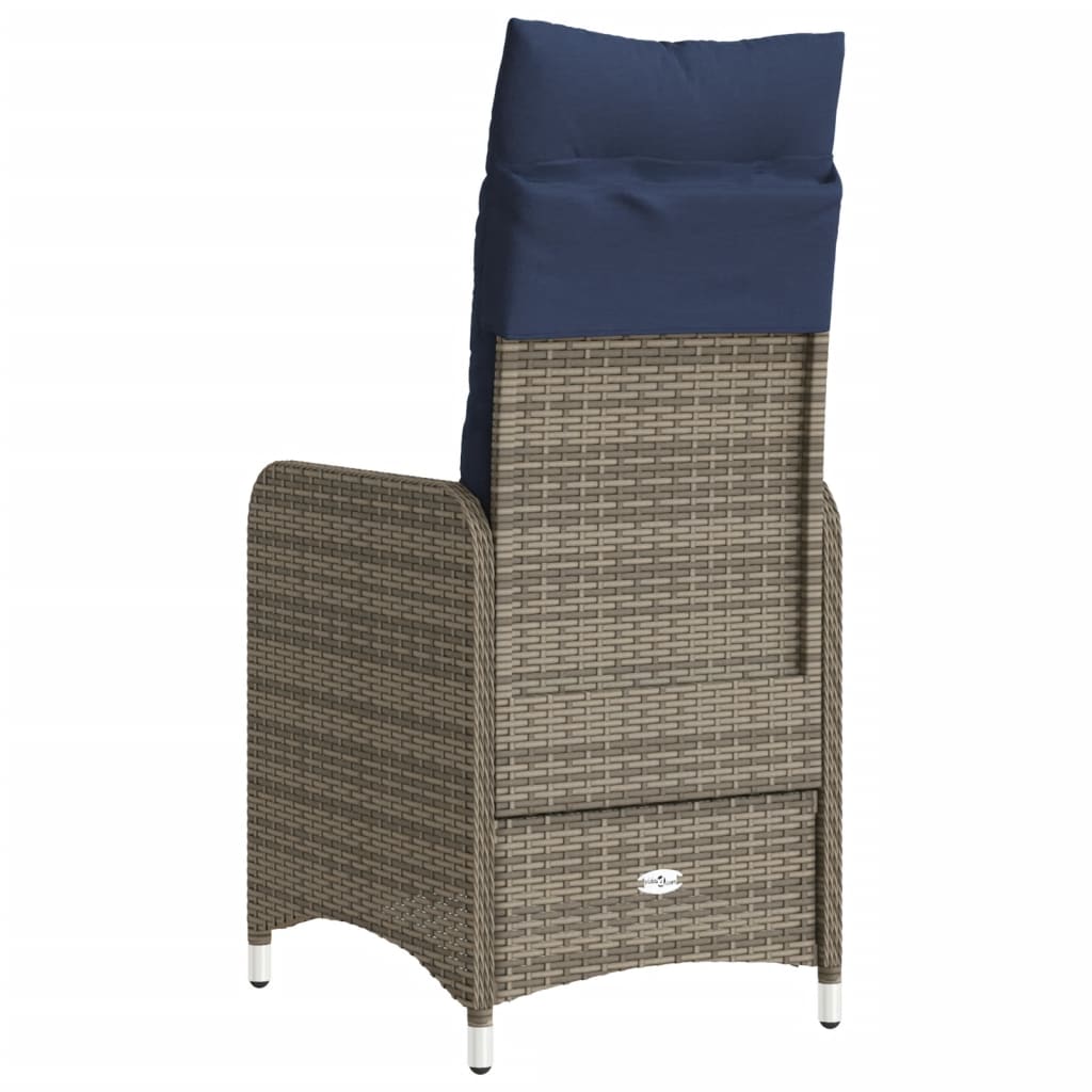 Tuinstoel verstelbaar met kussens poly rattan grijs is nu te koop bij PeponiXL, paradijselijk wonen!