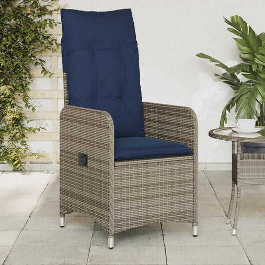 Tuinstoel verstelbaar met kussens poly rattan grijs is nu te koop bij PeponiXL, paradijselijk wonen!