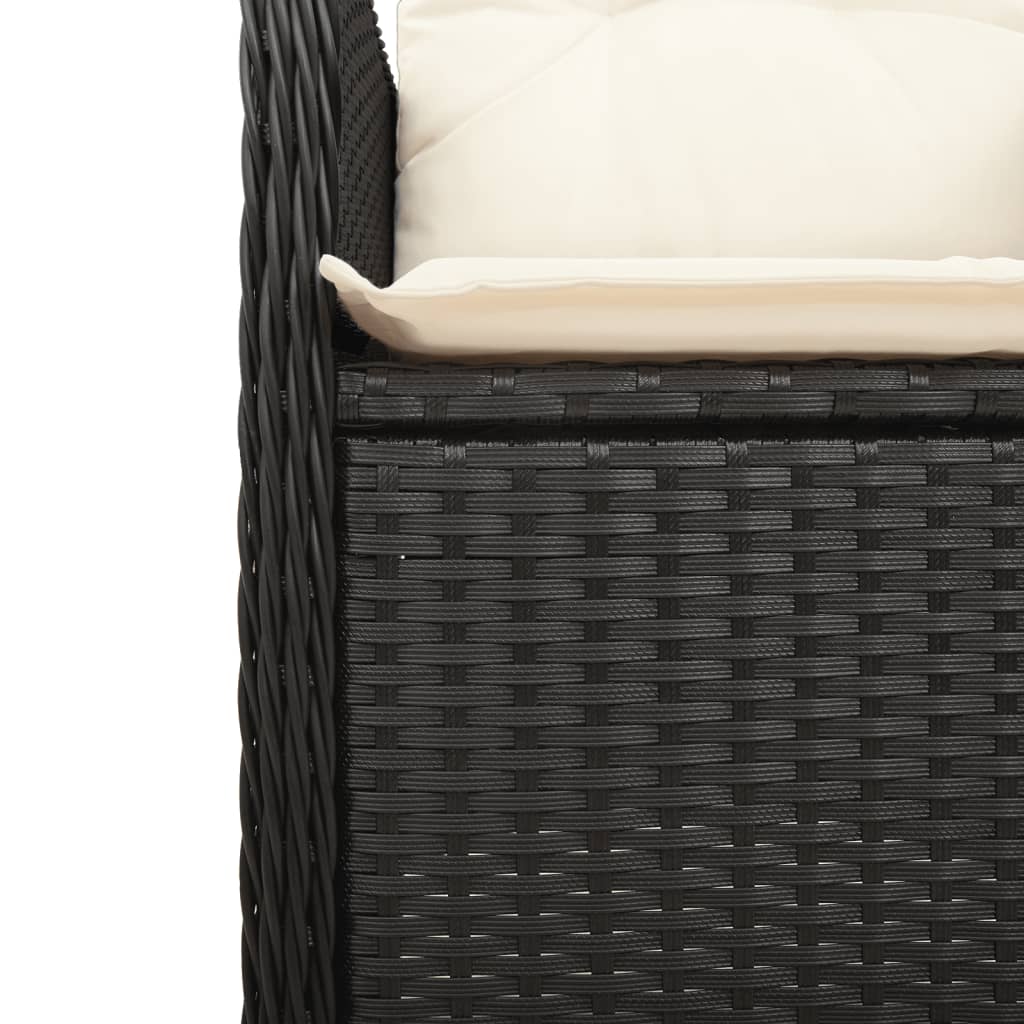 Tuinstoelen 2 st verstelbaar met kussens poly rattan zwart is nu te koop bij PeponiXL, paradijselijk wonen!