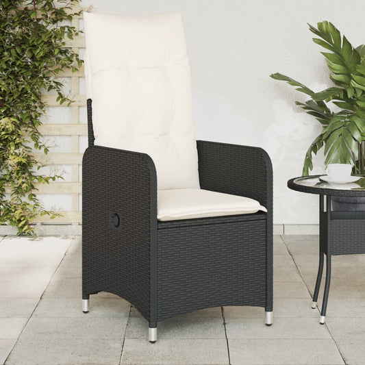 Tuinstoelen 2 st verstelbaar met kussens poly rattan zwart is nu te koop bij PeponiXL, paradijselijk wonen!