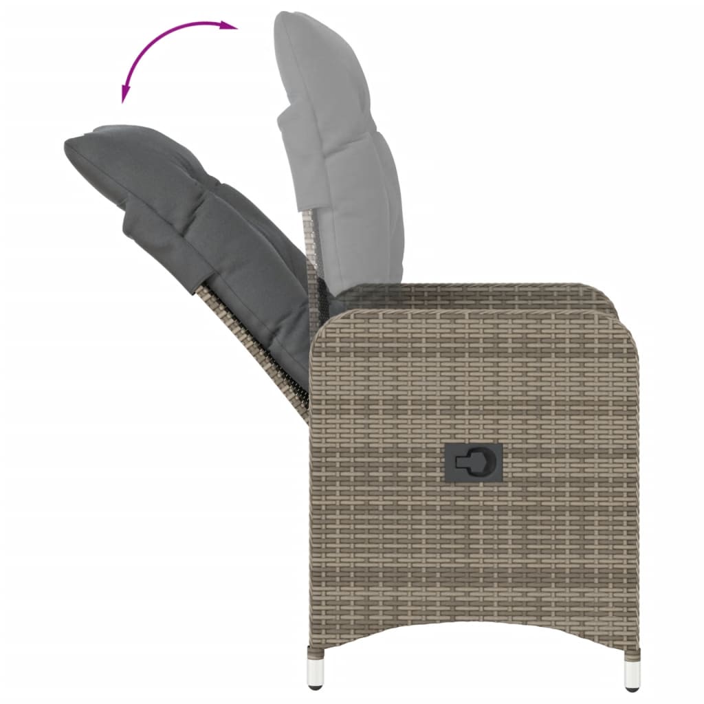 Tuinstoelen 2 st verstelbaar met kussens poly rattan grijs is nu te koop bij PeponiXL, paradijselijk wonen!