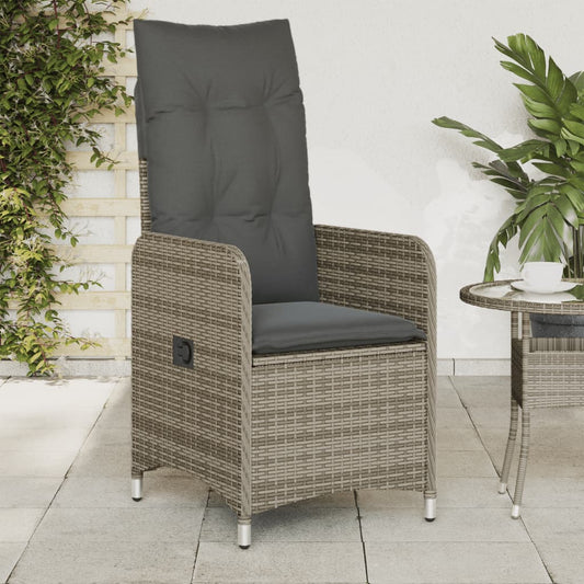 Tuinstoelen 2 st verstelbaar met kussens poly rattan grijs is nu te koop bij PeponiXL, paradijselijk wonen!