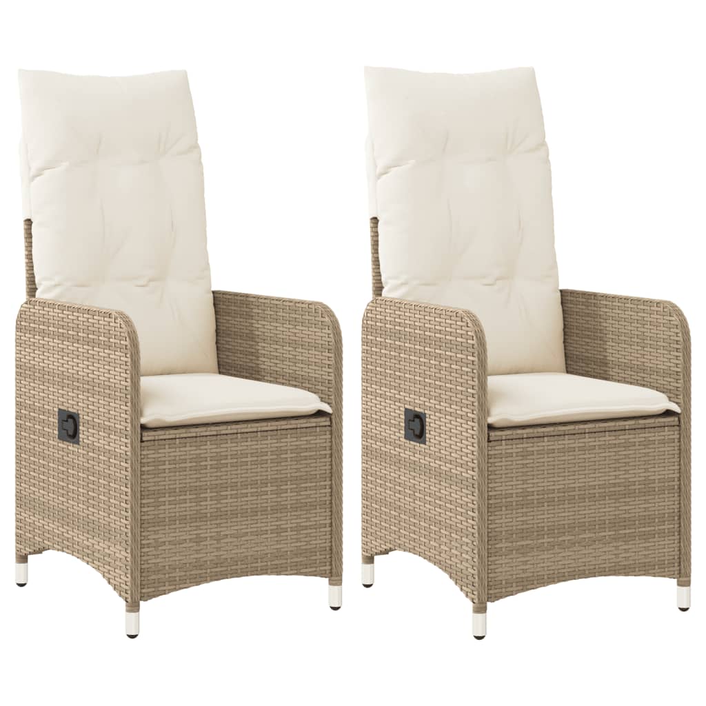 Tuinstoelen 2 st verstelbaar met kussens poly rattan beige is nu te koop bij PeponiXL, paradijselijk wonen!