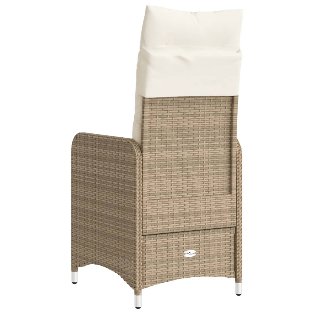 Tuinstoelen 2 st verstelbaar met kussens poly rattan beige is nu te koop bij PeponiXL, paradijselijk wonen!