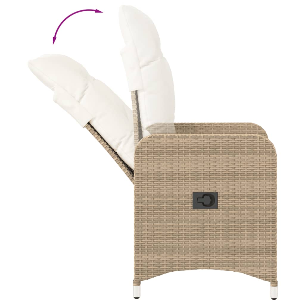 Tuinstoelen 2 st verstelbaar met kussens poly rattan beige is nu te koop bij PeponiXL, paradijselijk wonen!