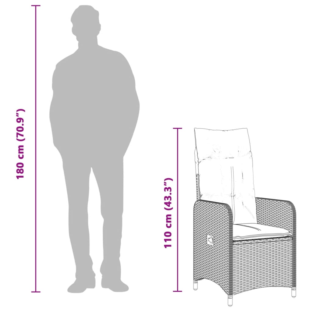Tuinstoelen 2 st verstelbaar met kussens poly rattan beige is nu te koop bij PeponiXL, paradijselijk wonen!