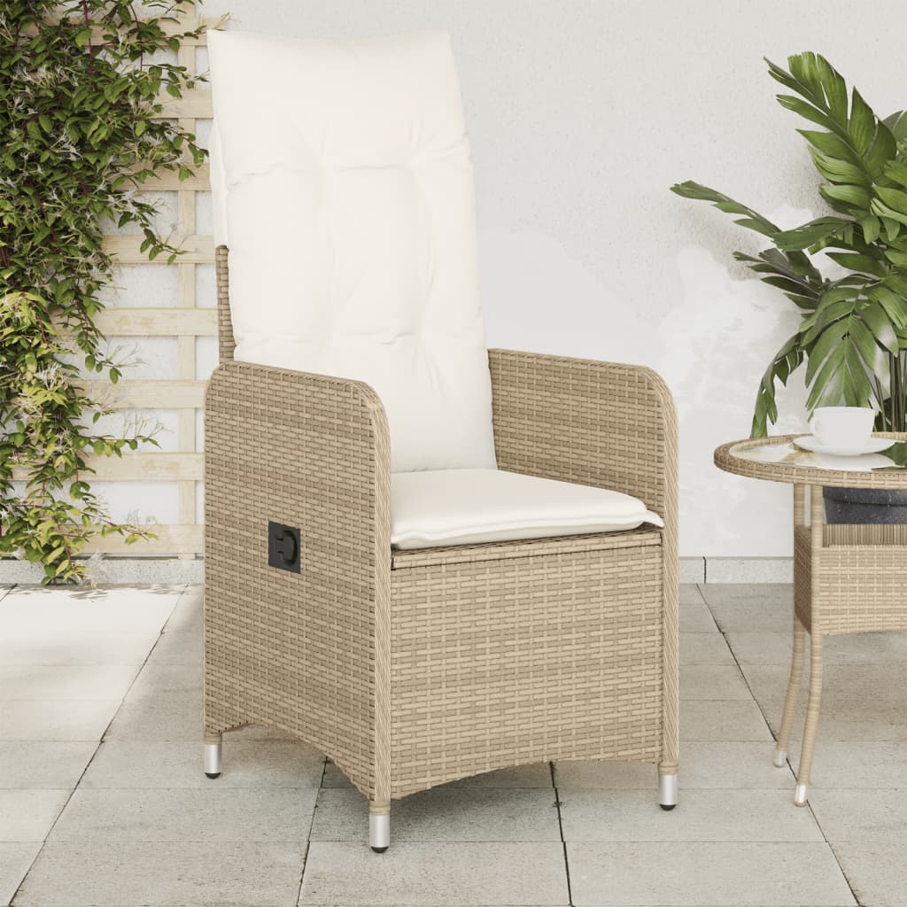 Tuinstoelen 2 st verstelbaar met kussens poly rattan beige is nu te koop bij PeponiXL, paradijselijk wonen!