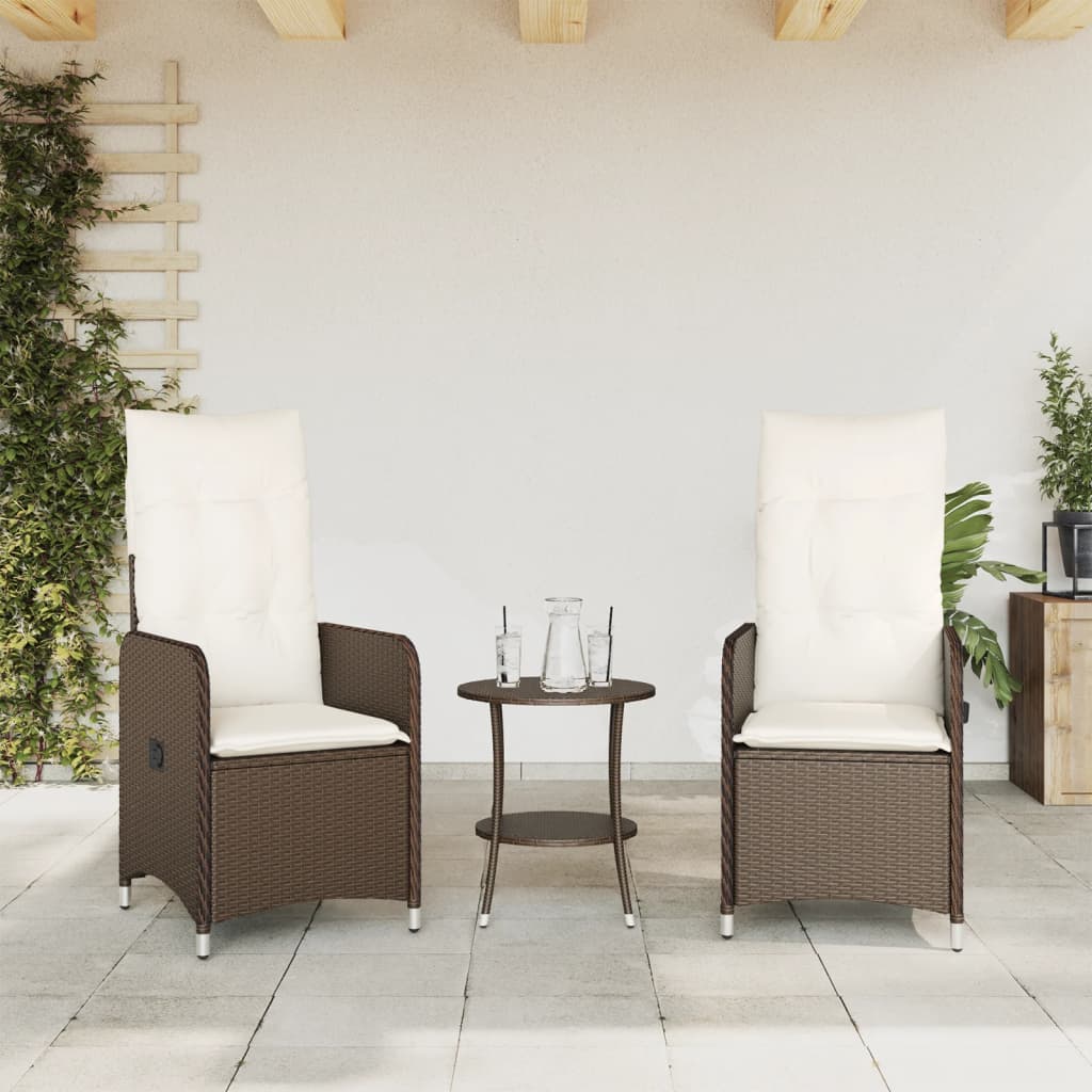 Tuinstoelen 2 st verstelbaar met tafel poly rattan bruin is nu te koop bij PeponiXL, paradijselijk wonen!