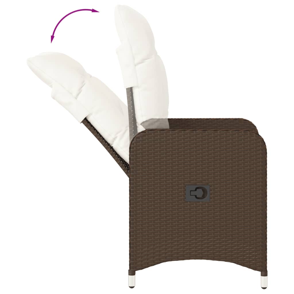 Tuinstoelen 2 st verstelbaar met tafel poly rattan bruin is nu te koop bij PeponiXL, paradijselijk wonen!