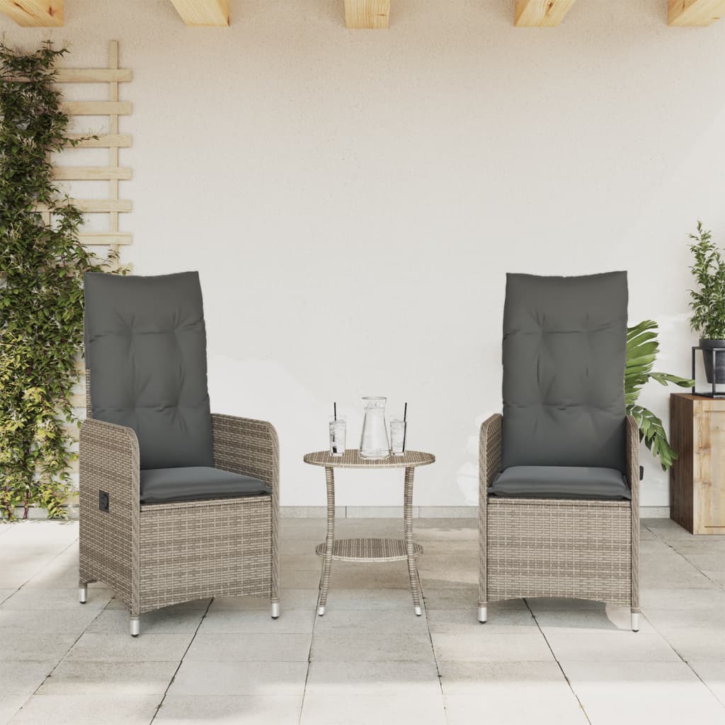 Tuinstoelen 2 st verstelbaar met tafel poly rattan grijs is nu te koop bij PeponiXL, paradijselijk wonen!
