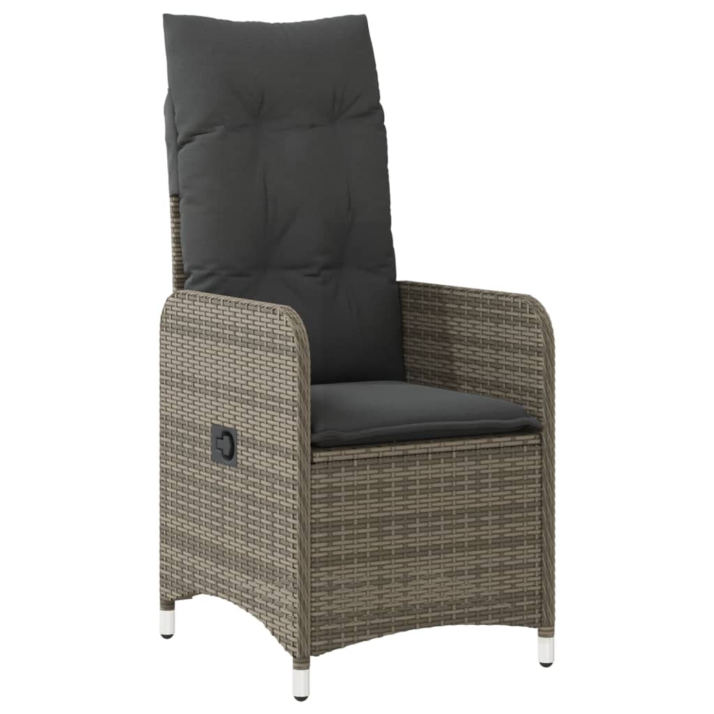 Tuinstoelen 2 st verstelbaar met tafel poly rattan grijs is nu te koop bij PeponiXL, paradijselijk wonen!